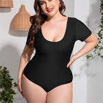 Plus Size Scoop Neck Short Sleeve One-Piece Swimsuit - All Mine Now Clothing