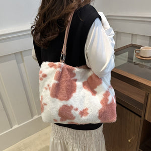 Cow Print Furry Tote Bag - All Mine Now Clothing