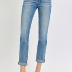 Risen Full Size High Rise Cropped Roll Up Jeans Trendsi