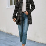 Plaid Open Front Long Sleeve Blazer - All Mine Now Clothing