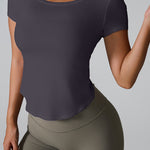 Cutout Round Neck Short Sleeve Active T-Shirt - All Mine Now Clothing