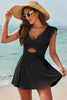 Cutout V-Neck Cap Sleeve One-Piece Swimwear - All Mine Now Clothing