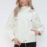 How Dare U Drawstring Hem PU Leather Zip Up Jacket - All Mine Now Clothing