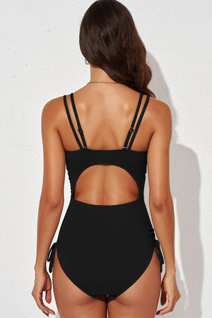 Tied Cutout Plunge One-Piece Swimsuit - All Mine Now Clothing