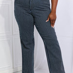 Judy Blue Cassidy Full Size High Waisted Tummy Control Striped Straight Jeans Trendsi