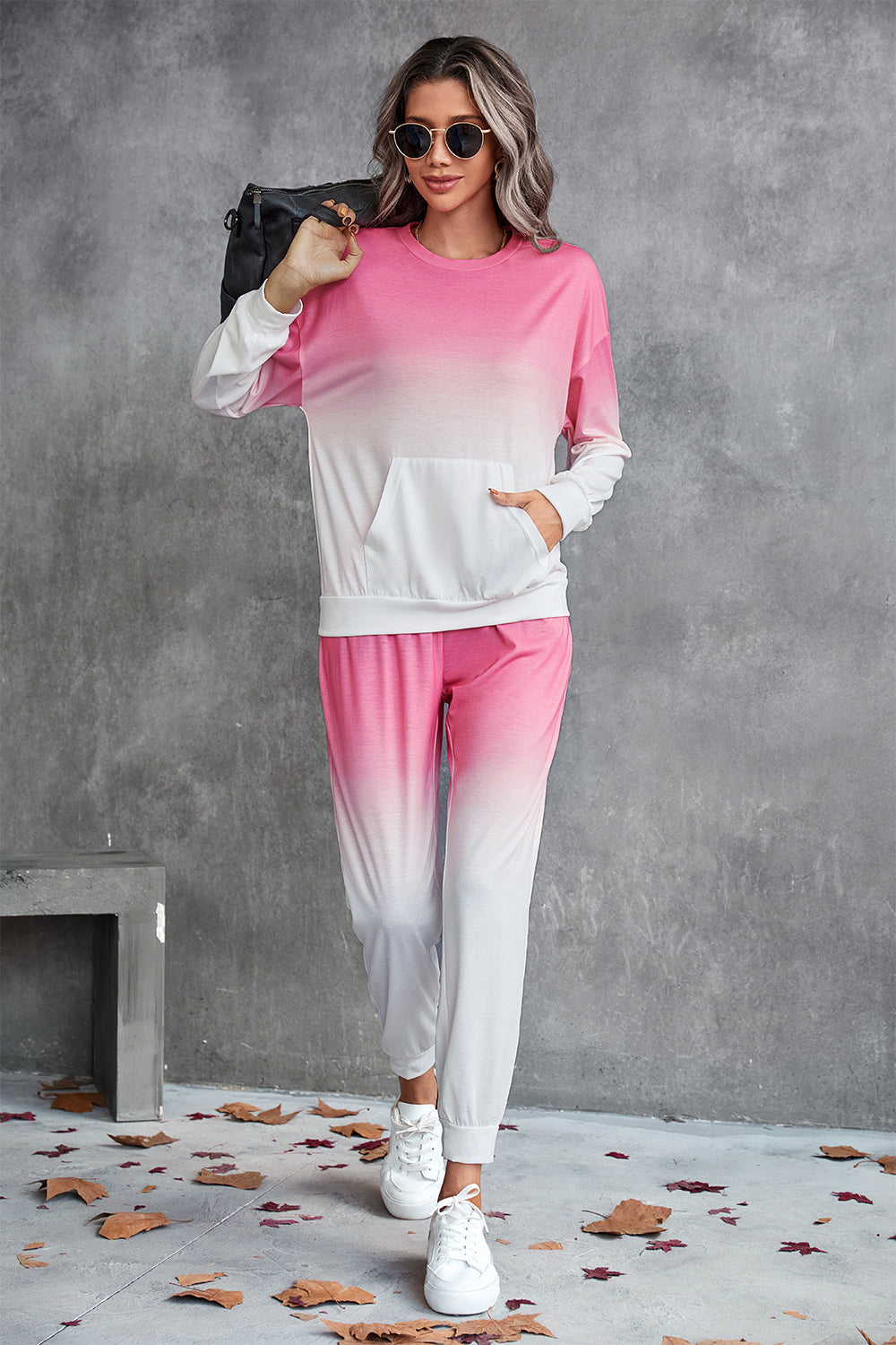 Gradient Round Neck Sweatshirt and Joggers Set - All Mine Now Clothing