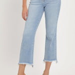 RISEN Full Size High Rise Raw Edge Crop Jeans Trendsi