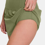 Zenana High-Waisted Zippered Back Pocket Active Shorts - All Mine Now Clothing