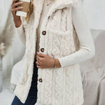 Fuzzy Button Up Vest Coat - All Mine Now Clothing