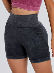 Washed High Waist Active Shorts - All Mine Now Clothing