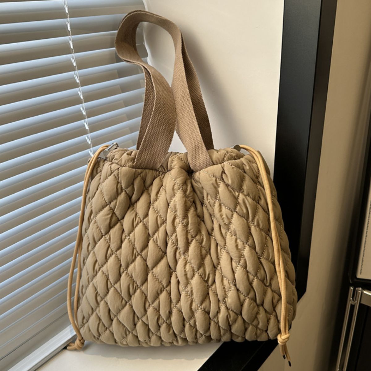 Drawstring Bubble Texture Tote Bag - All Mine Now Clothing