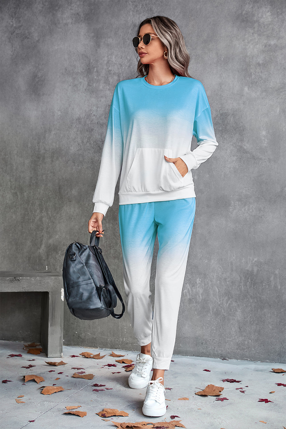 Gradient Round Neck Sweatshirt and Joggers Set - All Mine Now Clothing