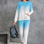 Gradient Round Neck Sweatshirt and Joggers Set - All Mine Now Clothing