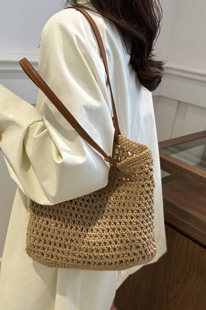 Openwork Woven Tote Bag - All Mine Now Clothing