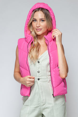 Snobbish Zip Up Quilted Hooded Vest - All Mine Now Clothing