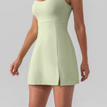 Square Neck Sleeveless Slit Mini Active Dress - All Mine Now Clothing