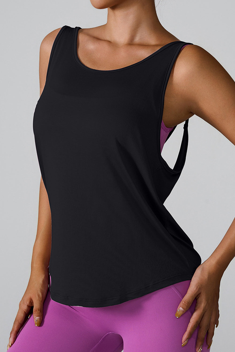 Crisscross Round Neck Active Tank - All Mine Now Clothing