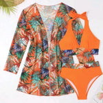 Printed Halter Neck Three-Piece Swim Set - All Mine Now Clothing