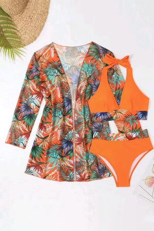 Printed Halter Neck Three-Piece Swim Set - All Mine Now Clothing