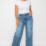 bytos Full Size High Rise Wide Leg Jeans with Pockets Trendsi