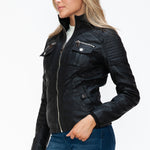 YMI Removable Faux Layered Multi-Pocket Jacket with Fuzzy Hood - All Mine Now Clothing