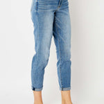 Judy Blue Full Size Cuffed Hem Slim Jeans Trendsi