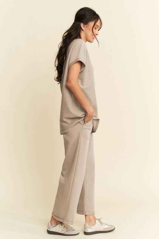 Davi & Dani Round Neck Short Sleeve Top and Pants Set - All Mine Now Clothing