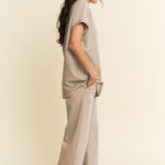 Davi & Dani Round Neck Short Sleeve Top and Pants Set - All Mine Now Clothing