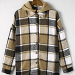 Plaid Button Up Hooded Shacket - All Mine Now Clothing