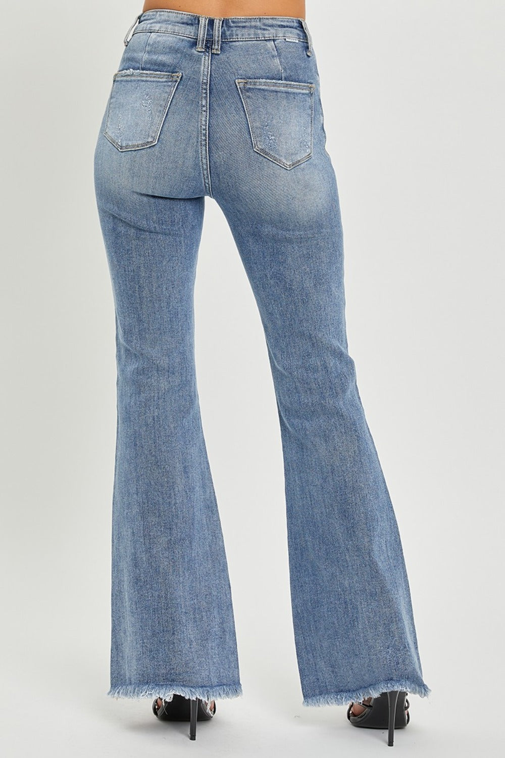 RISEN Full Size High Waist Raw Hem Flare Jeans - All Mine Now Clothing