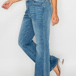 bytos Full Size Cat's Whiskers Mid Rise Bootcut Jeans Trendsi