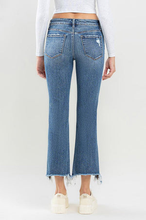 Lovervet Mid Rise Frayed Hem Jeans Trendsi