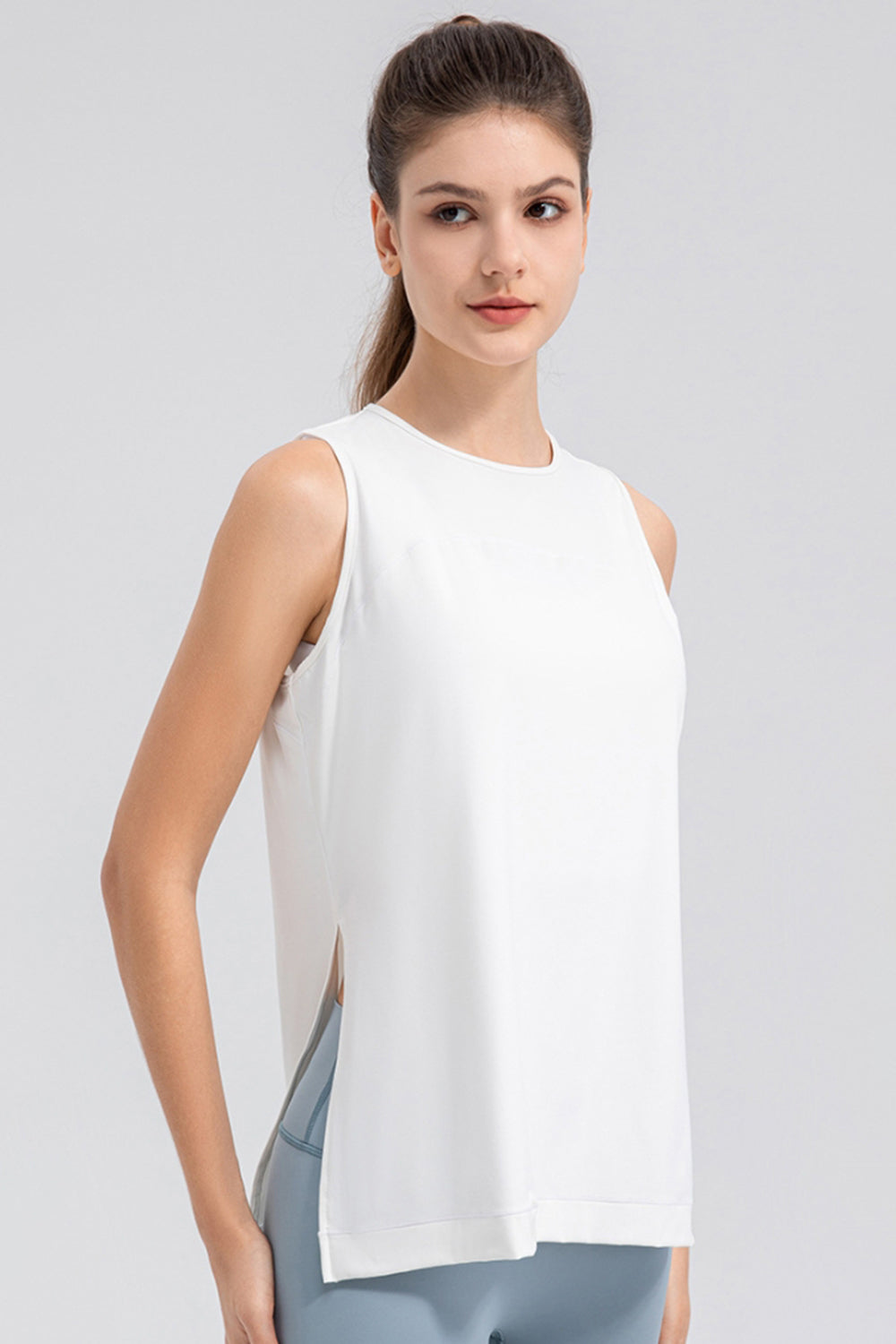 Slit Round Neck Tank - All Mine Now Clothing