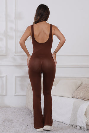 Scoop Neck Wide Strap Active Jumpsuit - All Mine Now Clothing