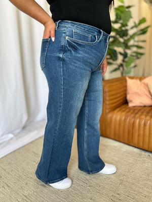 RFM Full Size High Rise Tummy Control Wide Leg Jeans Trendsi