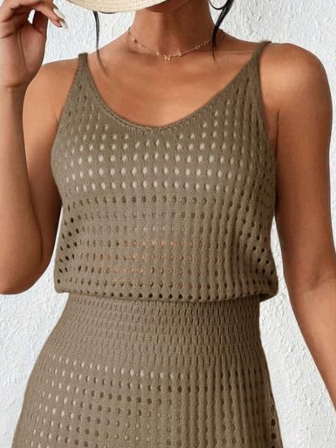 Openwork V-Neck Sleeveless Cover Up Dress - All Mine Now Clothing