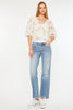 Kancan Mid Rise Frayed Hem Straight Jeans Trendsi