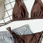 Halter Neck Ruched Bikini Set - All Mine Now Clothing