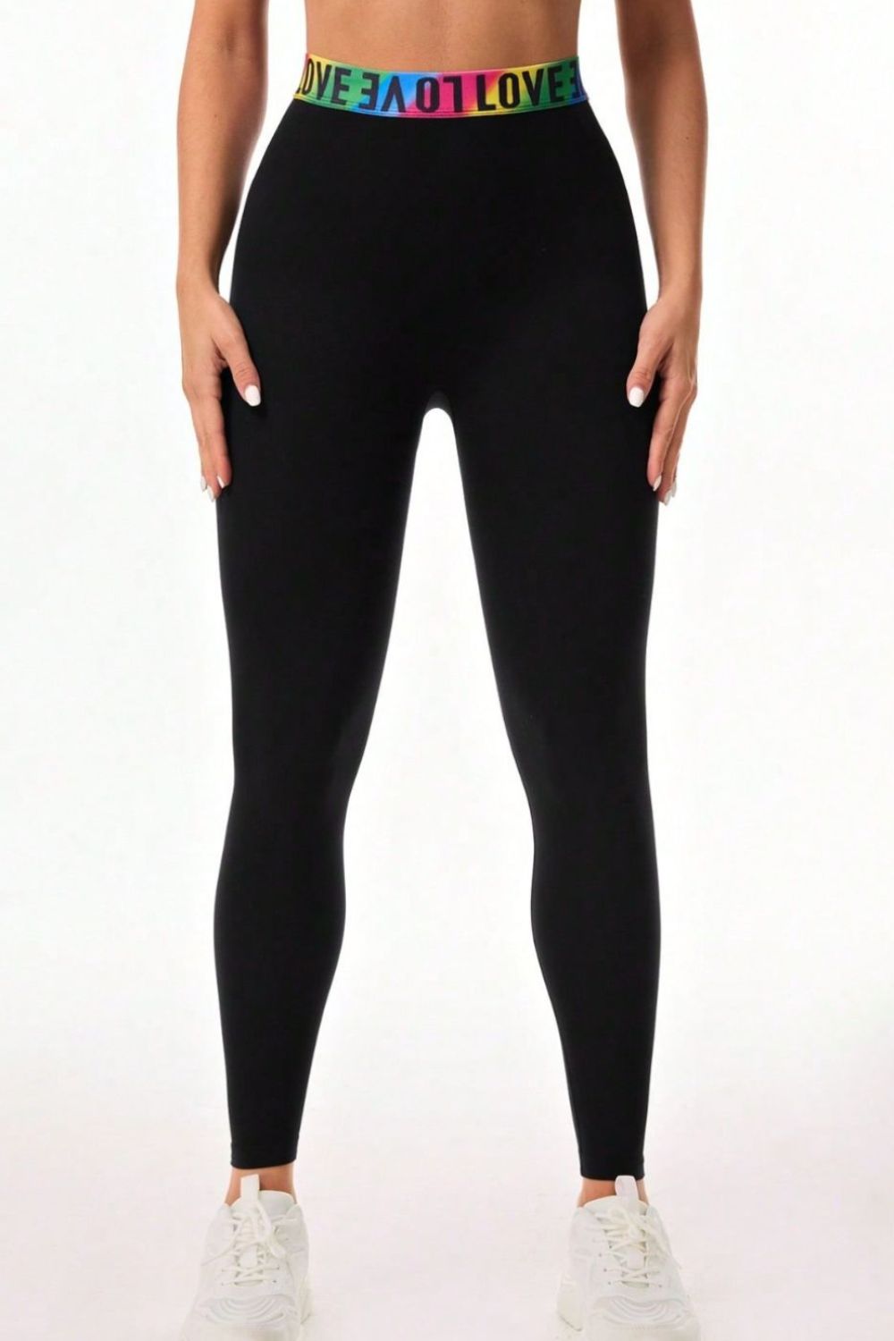 Letter Printed High Waist Active Leggings - All Mine Now Clothing