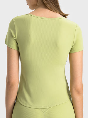 Millennia Notched Short Sleeve Active T-Shirt - All Mine Now Clothing