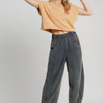 Umgee Elastic Waist Baggy Fit Pants with Pockets - All Mine Now Clothing