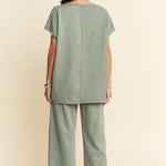 Davi & Dani Round Neck Short Sleeve Top and Pants Set - All Mine Now Clothing