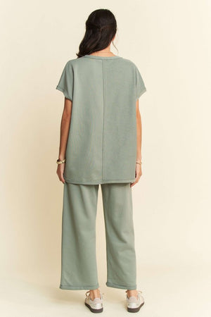 Davi & Dani Round Neck Short Sleeve Top and Pants Set - All Mine Now Clothing