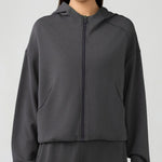 Millennia Zip Up Dropped Shouder Active Hooded - All Mine Now Clothing