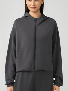 Millennia Zip Up Dropped Shouder Active Hooded - All Mine Now Clothing