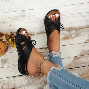 Tied Open Toe Low Heel Sandals - All Mine Now Clothing