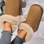 Faux Fur Round Toe Platform Boots - All Mine Now Clothing