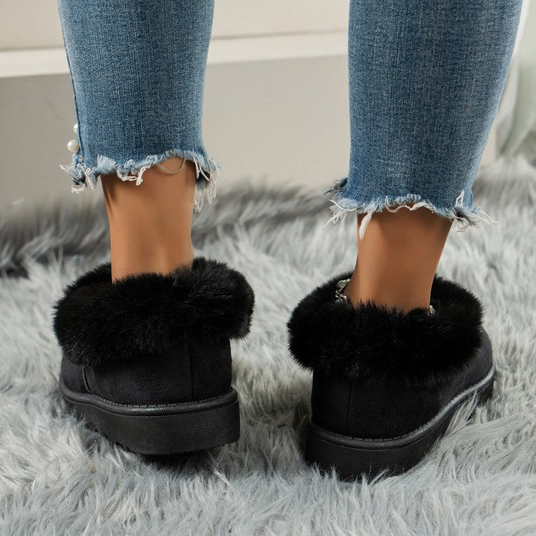 Thermal Fuzzy Tied Round Toe Boots - All Mine Now Clothing