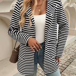 Devine Striped Long Sleeve Hooded Outerwear - All Mine Now Clothing