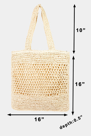 Fame Straw-Paper Crochet Tote Bag - All Mine Now Clothing